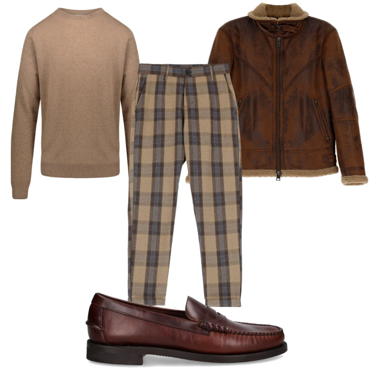 Outfit uomo - Total look #1791802. Stile Trendy per Tutti i giorni. Abbinamento con cappotti, pantaloni, maglieria, scarpe stringate.