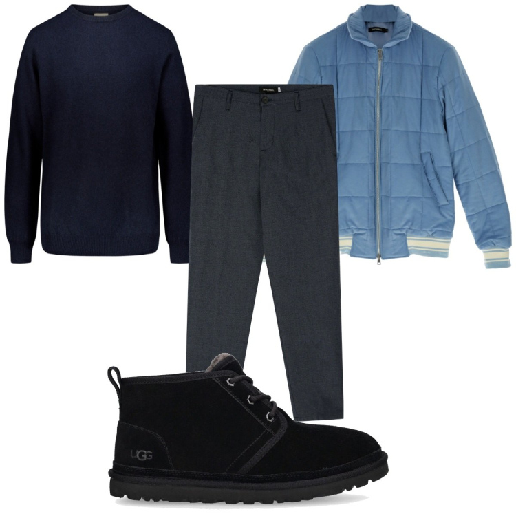Outfit uomo - Total look #1791828. Stile Casual per Tutti i giorni. Abbinamento con giacche, pantaloni cargo, maglieria, scarpe stringate.
