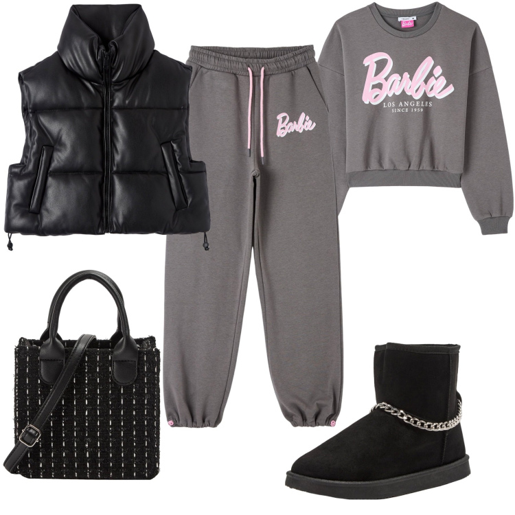 Outfit donna - Saldi Terranova. Stile Casual chic per Tutti i giorni. Abbinamento con felpe, stivaletti, shopping bag, pantaloni, piumini.
