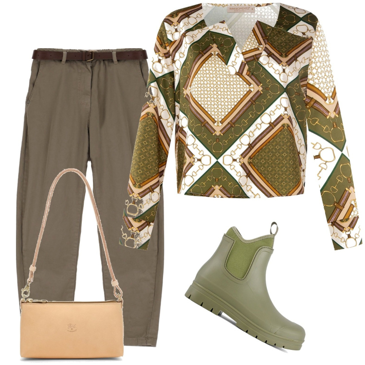 Outfit donna - In centro per i saldi. Stile Casual per Tutti i giorni. Abbinamento con bluse, pantaloni, stivali, borse a spalla.