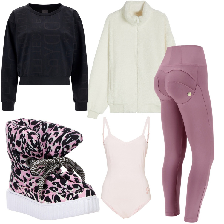 Outfit donna - Beatrice. Stile Trendy per Tutti i giorni. Abbinamento con body, pantaloni skinny, stivali sopra il ginocchio, blazer, felpe.