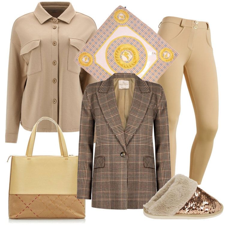 Outfit donna - Primadonna. Stile Casual chic per Tutti i giorni. Abbinamento con sciarpe, borse a mano, cappotti, pantaloni skinny, camicie, pantofole.