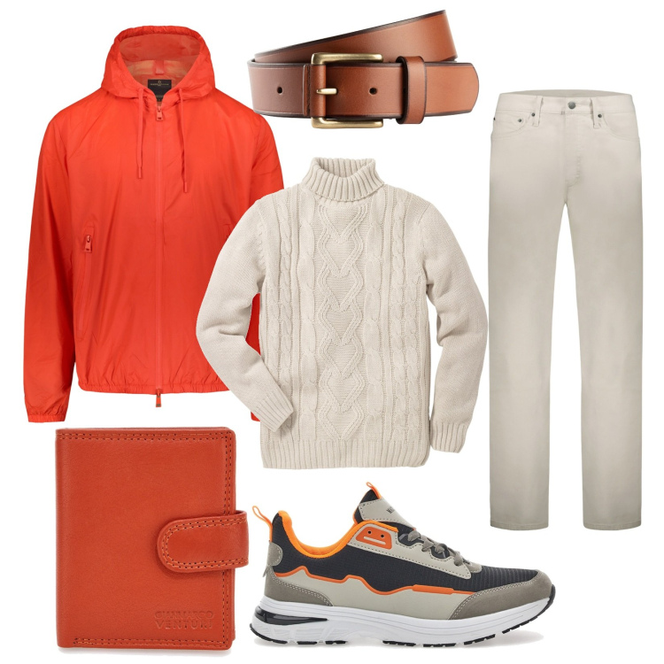 Outfit uomo - Giovanile e colorato. Stile Casual per Tutti i giorni. Abbinamento con maglieria, cinture, giacche, pantaloni, sneakers, portafogli.
