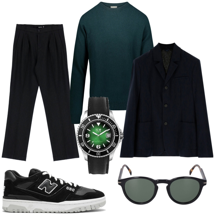 Outfit uomo - Stamattina. Stile Trendy per Tutti i giorni. Abbinamento con giacche, pantaloni, maglieria, occhiali da sole, orologi, sneakers.