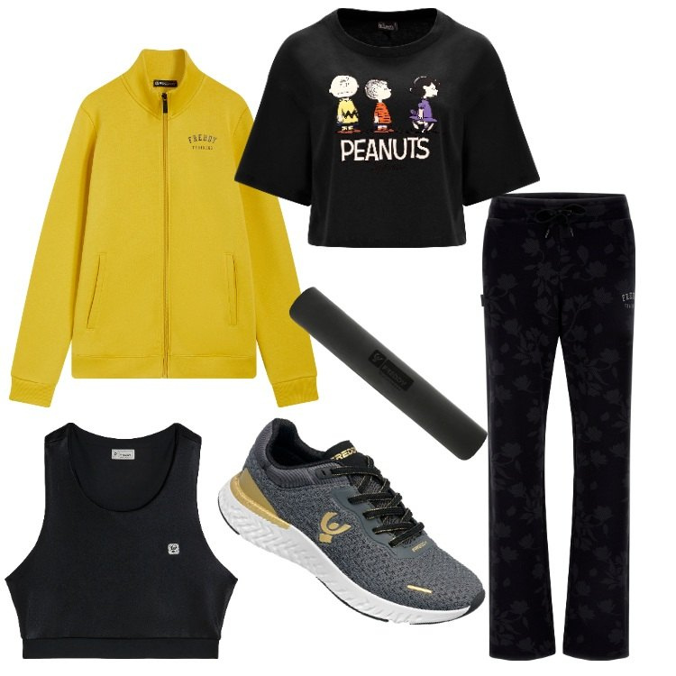 Outfit donna - Peanuts!. Stile Casual per Tutti i giorni. Abbinamento con top, pantaloni, t-shirt, felpe sportive, sneakers, borse a spalla.