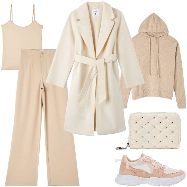 Outfit donna - Morbide Sfumature con Terranova. Stile Basic per Tutti i giorni. Abbinamento con pantaloni, cappotti, maglieria, sneakers, portafogli, top.