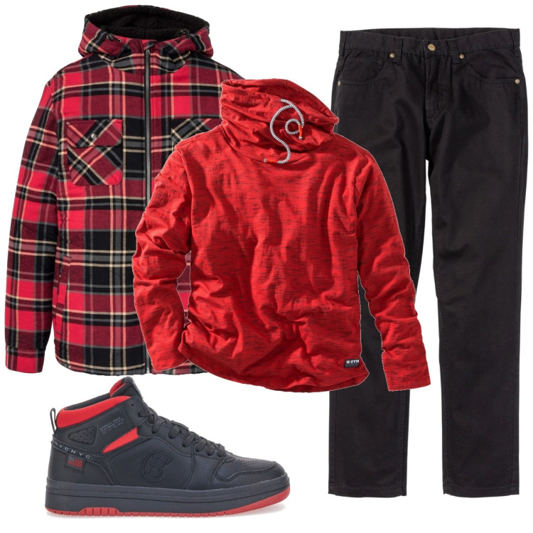 Outfit uomo - Total look #1792798. Stile Casual per Tutti i giorni. Abbinamento con pantaloni, cappotti, maglieria, sneakers.
