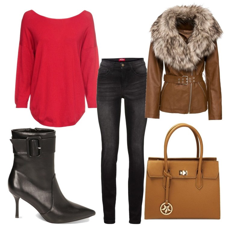 Outfit donna - La giacca eco. Stile Casual chic per Tutti i giorni. Abbinamento con jeans slim fit, maglieria, blazer, borse a mano, stivaletti.