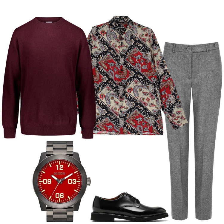 Outfit uomo - A cena fuori. Stile Business/Elegante per Serata speciale. Abbinamento con pantaloni, camicie, maglieria, orologi, scarpe stringate.