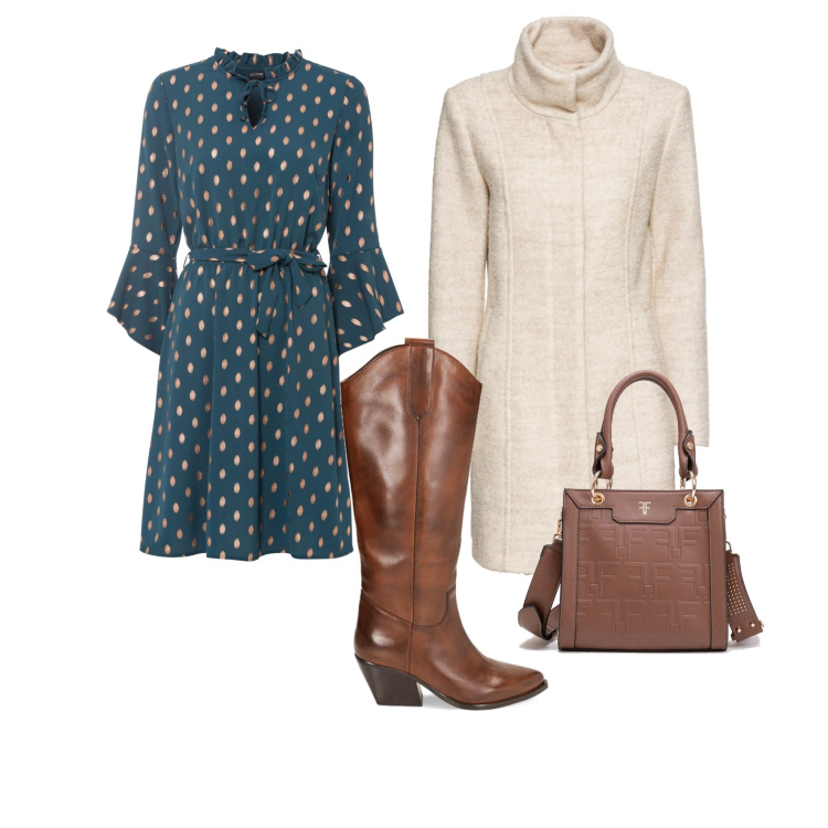 Outfit donna - I texani. Stile Casual per Tutti i giorni. Abbinamento con cappotti, vestiti, borse tote, stivali.