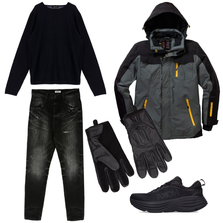 Outfit uomo - Total look #1793100. Stile Urban per Tutti i giorni. Abbinamento con giacche, jeans slim fit, maglieria, sneakers, guanti.