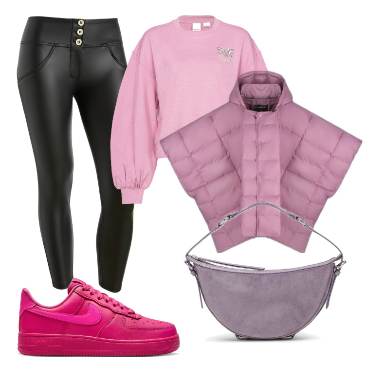 Outfit donna - Total look #1793135. Stile Trendy per Tutti i giorni. look ideale per Tall. Abbinamento con felpe, pantaloni skinny, giacche, sneakers, borse a spalla.