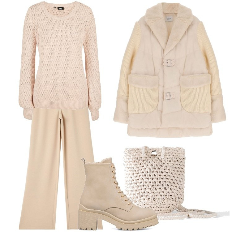 Outfit donna - Total look #1793265. Stile Boho per Tutti i giorni. Abbinamento con maglieria, borse a tracolla, pantaloni, blazer, anfibi.