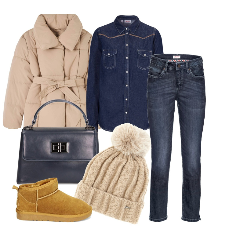Outfit donna - Ghost outfitter - gennaio. Stile Casual per Tutti i giorni. Abbinamento con jeans, camicie, piumini, borse a mano, stivaletti, berretti.