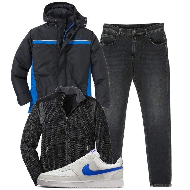 Outfit uomo - Cold. Stile Casual per Tutti i giorni. Abbinamento con giacche, cardigans, jeans, sneakers.