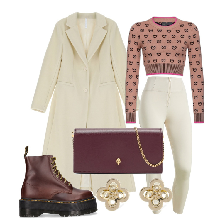 Outfit donna - Ghost outfitter - gennaio. Stile Casual chic per Tutti i giorni. Abbinamento con maglieria, cappotti, pantaloni skinny, orecchini, stivali, clutch.