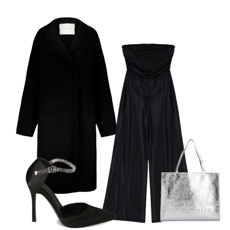 Outfit donna - Total look #1794159. Stile Bon Ton per Serata fuori. Abbinamento con tute, décolleté, cappotti, shopping bag.