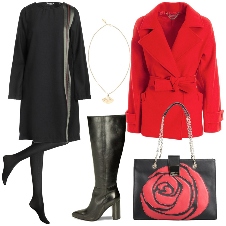 Outfit donna - Stivali primadonna up-to-date. Stile Romantica per Serata fuori. Abbinamento con collant, borse a mano, vestiti corti, collane, cappotti, stivali sopra il ginocchio.