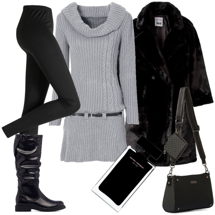Outfit donna - Narciso rodriguez. Stile Casual per Tutti i giorni. Abbinamento con leggings, vestiti, profumi, ecopellicce, stivali sopra il ginocchio, borse a tracolla.