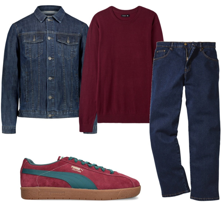 Outfit uomo - Total look #1794654. Stile Casual per Tutti i giorni. Abbinamento con jeans dritti, maglieria, sneakers, giacche.