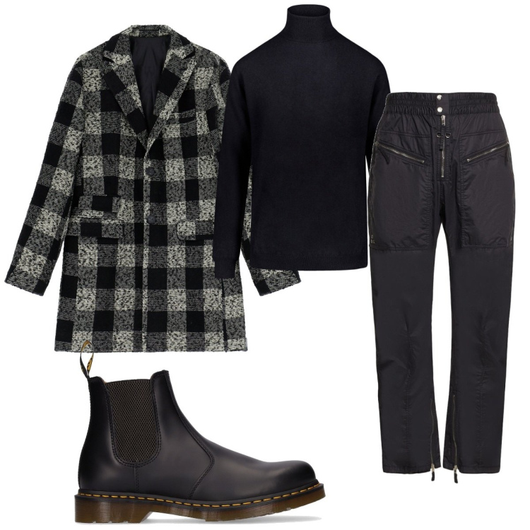 Outfit uomo - Total look #1794662. Stile Casual per Tutti i giorni. Abbinamento con cappotti, maglieria, stivali e stivaletti, pantaloni.