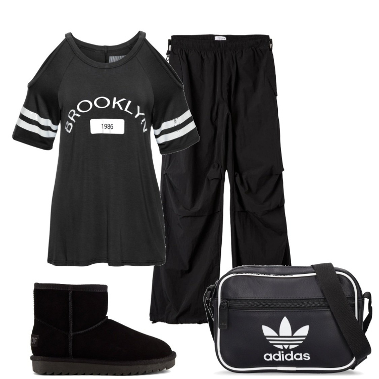Outfit donna - Stile urbano. Stile Urban per Scuola/Università. Abbinamento con maglieria, pantaloni, stivali sopra il ginocchio, borse a spalla.