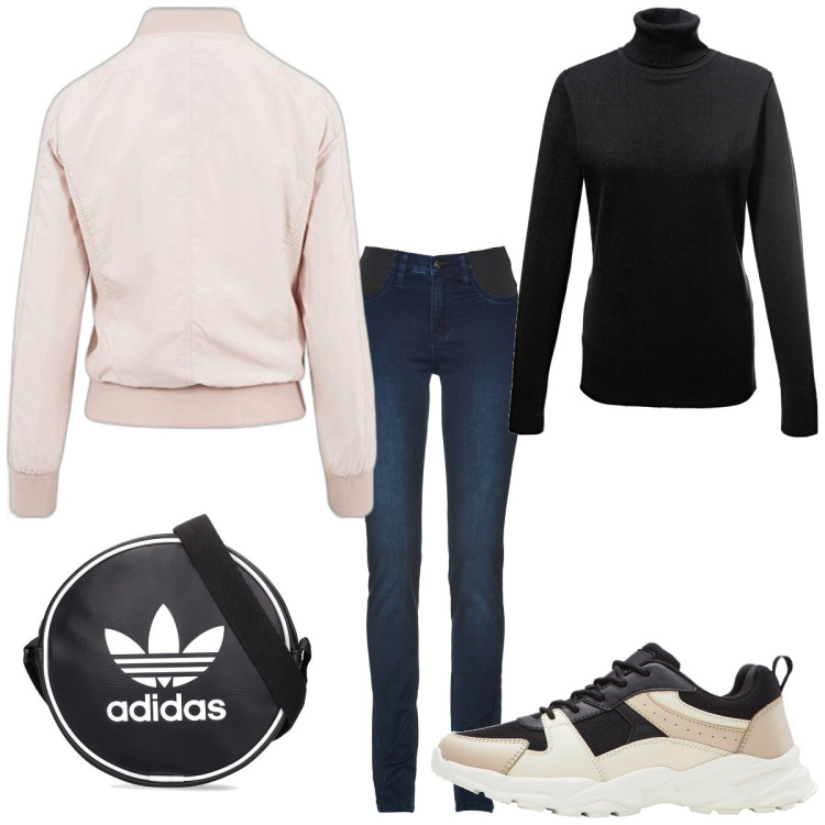 Outfit femme - Urban #257. Style Urban pour Tous les jours. Assortir avec pulls, jeans, sneakers, bombers, sacs à l'épaule.