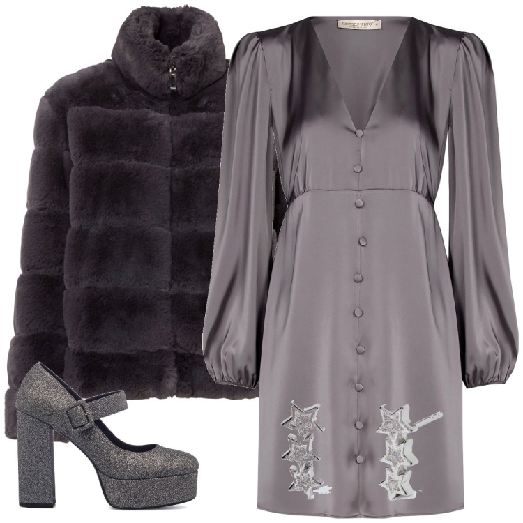Outfit donna - Total look #1795277. Abbinamento con ecopellicce, orecchini, vestiti, décolleté.