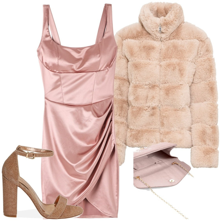 Outfit donna - Total look #1795292. Abbinamento con ecopellicce, pochette, vestiti corti, sandali col tacco.