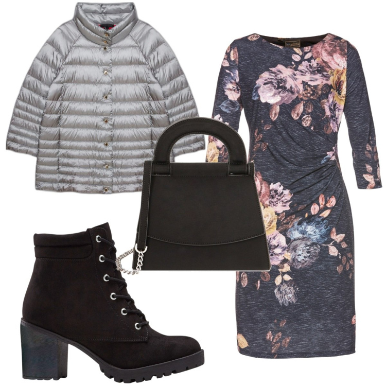 Outfit donna - Total look #1795325. Stile Trendy per Tutti i giorni. Abbinamento con stivaletti, vestiti, borse a mano, piumini.