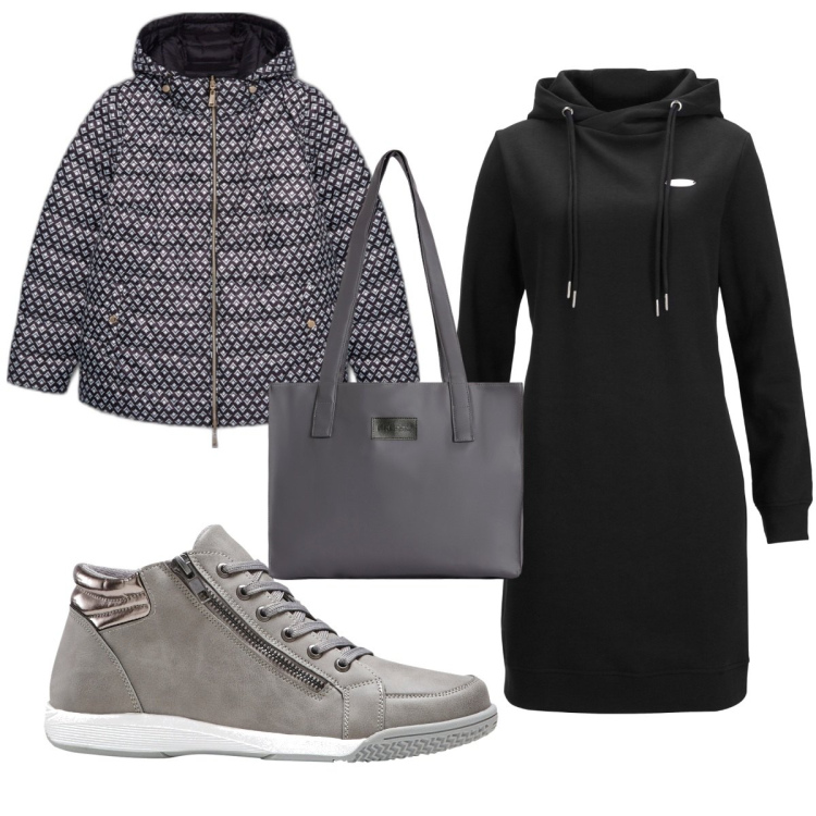 Outfit donna - Total look #1795335. Stile Basic per Tutti i giorni. Abbinamento con vestiti, sneakers alte, shopping bag, cappotti.