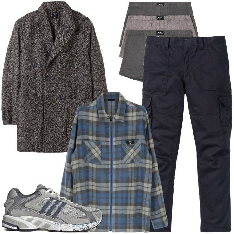 Outfit uomo - Total look #1795427. Stile Casual per Tutti i giorni. Abbinamento con boxer, pantaloni cargo, cappotti, camicie, sneakers.