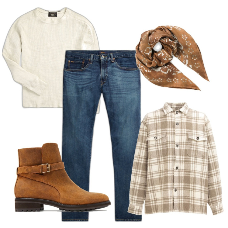 Outfit uomo - Chiaro chiaro. Stile Casual per Tutti i giorni. Abbinamento con maglieria, jeans dritti, stivali, sciarpe e foulard, cappotti.