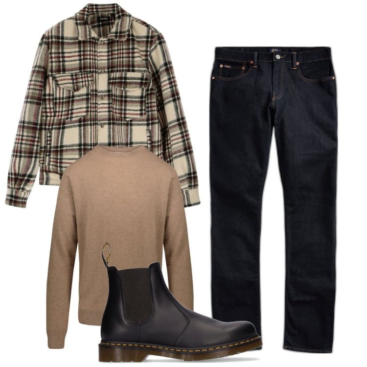 Outfit uomo - Casual. Stile Casual per Tutti i giorni. Abbinamento con giacche, jeans, maglieria, stivali e stivaletti.