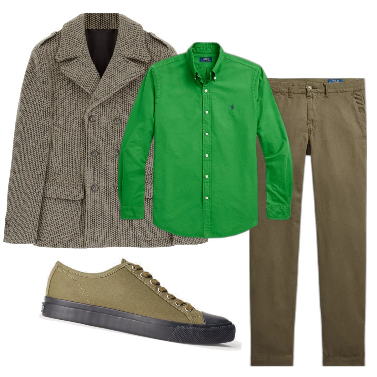 Outfit uomo - Total look #1795652. Stile Casual per Ufficio. Abbinamento con cappotti, sneakers, pantaloni, camicie.