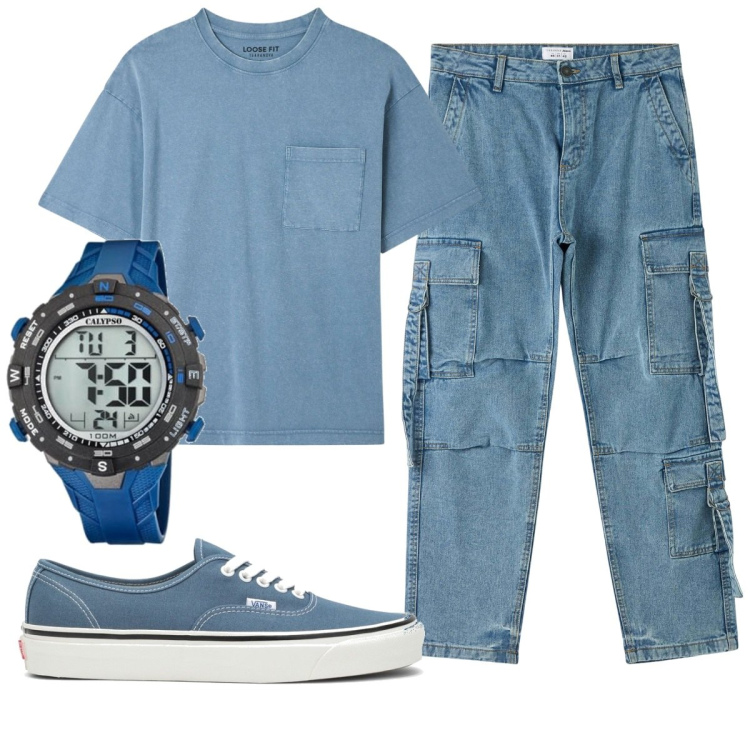 Outfit uomo - Total look #1795731. Stile Casual per Tutti i giorni. Abbinamento con t-shirt, jeans, sneakers, orologi.