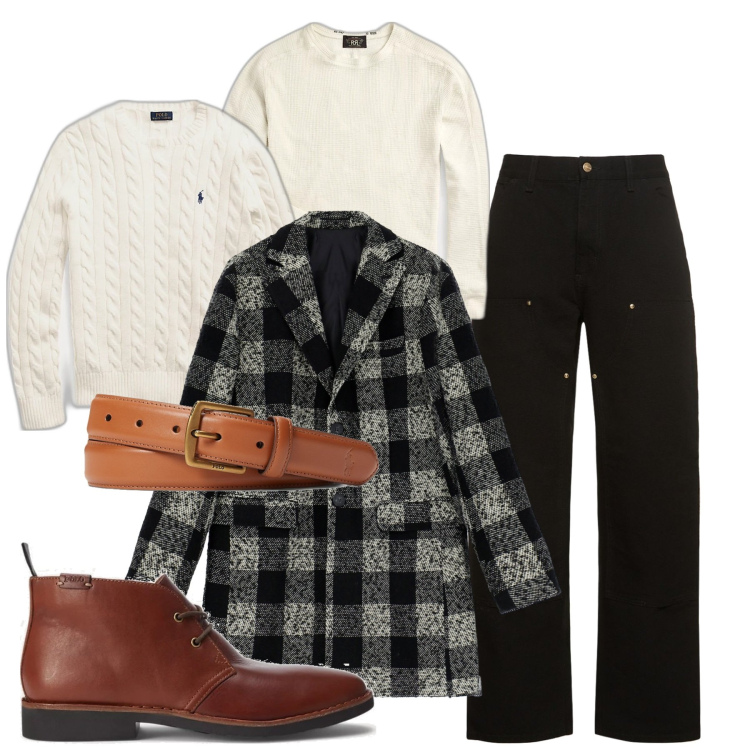 Outfit uomo - Inverno - accessori tabacco. Stile Trendy per Tutti i giorni. Abbinamento con cappotti, maglieria, cinture, stivali e stivaletti, maglieria, jeans.