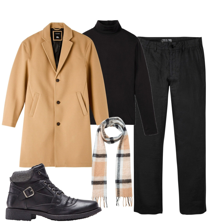 Outfit uomo - Il cappotto beige. Stile Trendy per Tutti i giorni. Abbinamento con maglieria, pantaloni, stivali e stivaletti, cappotti, sciarpe.