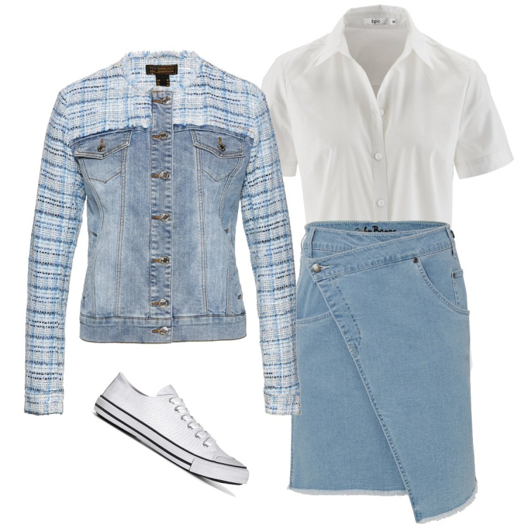 Outfit donna - Total look #1795818. Abbinamento con camicie a manica corta, gonne, blazer, scarpe sportive.