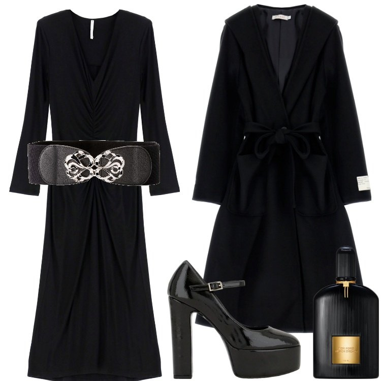 Outfit donna - Tartufo gourmet-Gennaio. Stile Minimal per Serata fuori. Abbinamento con cinture, profumi, cappotti, vestiti midi/longuette, décolleté.
