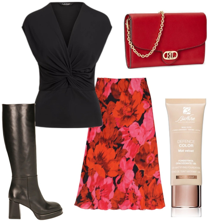Outfit donna - Total look #1795964. Stile Trendy per Tutti i giorni. Abbinamento con fondotinta, stivali, gonne longuette, borse a tracolla, maglieria.