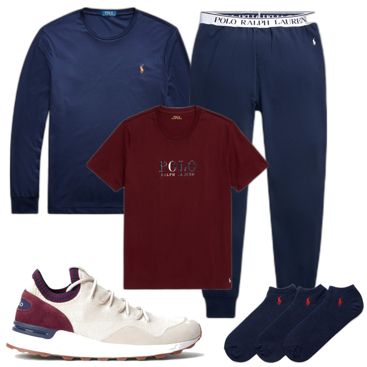 Outfit uomo - All Ralph. Stile Casual per Tutti i giorni. Abbinamento con calzini, t-shirt, sneakers, pantaloni, t-shirt.