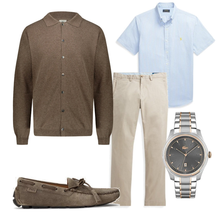 Outfit uomo - Total look #1796190. Stile Business/Elegante per Tutti i giorni. Abbinamento con scarpe stringate, pantaloni, camicie a manica corta, polo, orologi.