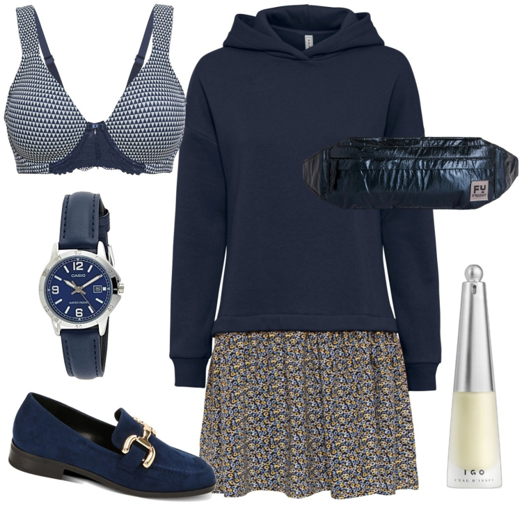 Outfit donna - Total look #1796382. Stile Casual per Tutti i giorni. Abbinamento con vestiti, reggiseni, profumi, marsupi, mocassini, orologi.