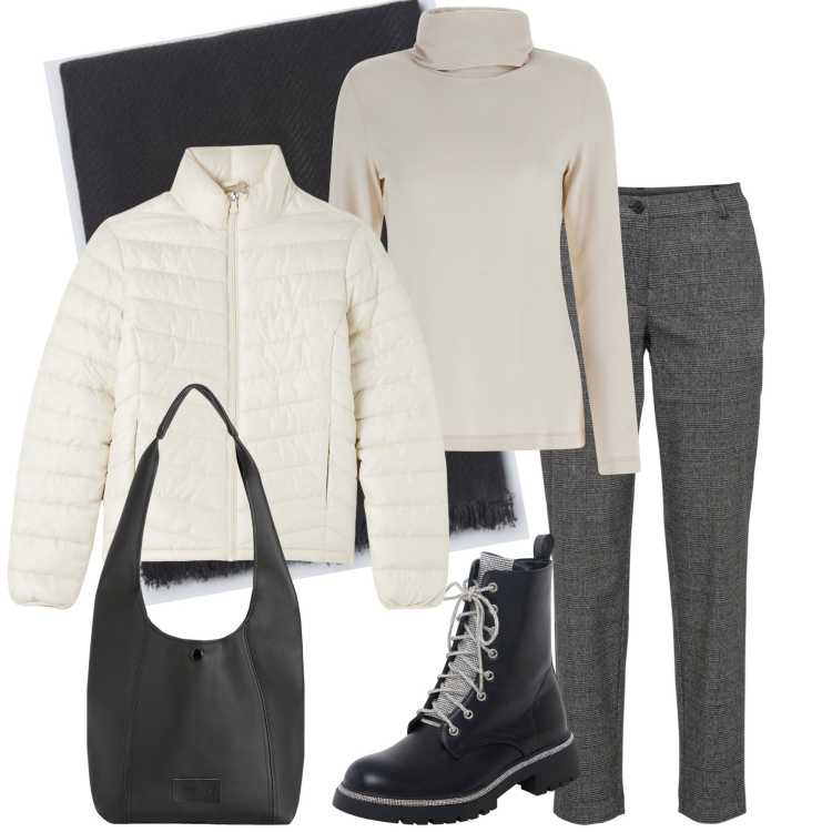 Outfit donna - La stivaletto. Stile Casual per Tutti i giorni. Abbinamento con pantaloni, piumini, anfibi, borse a spalla, maglieria, sciarpe.