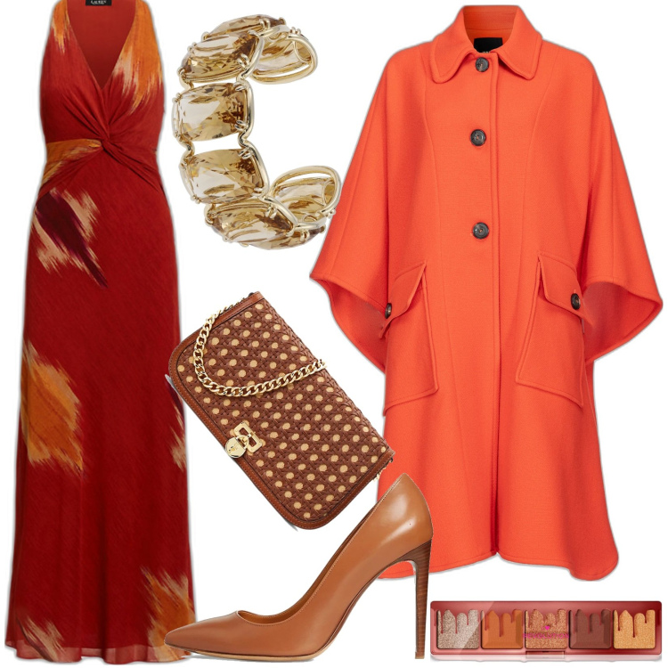 Outfit donna - Total look #1796591. Stile Chic per Tutti i giorni. Abbinamento con ombretti, cappotti, vestiti lunghi, décolleté, borse a spalla, braccialetti.