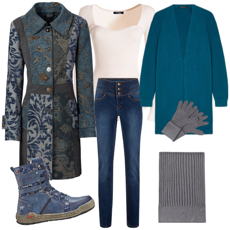 Outfit donna - Cappottando... Stile Casual per Tutti i giorni. Abbinamento con cappotti, stivaletti, jeans slim fit, body, cardigans, top.