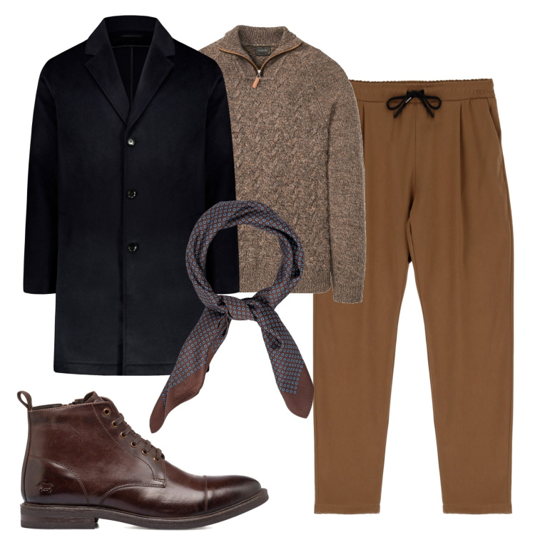 Outfit uomo - City. Stile Trendy per Tutti i giorni. Abbinamento con maglieria, pantaloni, stivali e stivaletti, cappotti, sciarpe e foulard.