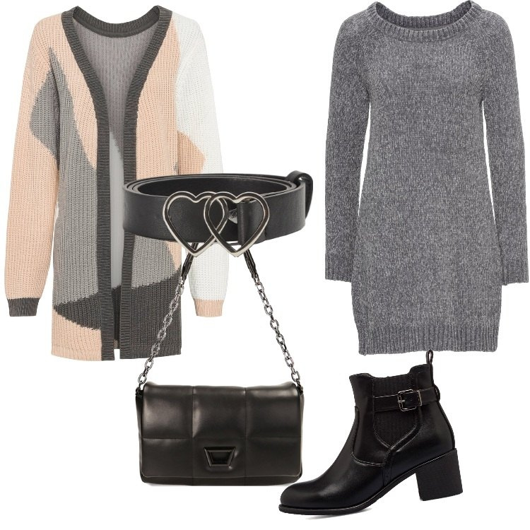 Outfit donna - Total look #1796771. Stile Vintage retrò per Tutti i giorni. Abbinamento con vestiti, cardigans, cinture, borse a tracolla, stivaletti.