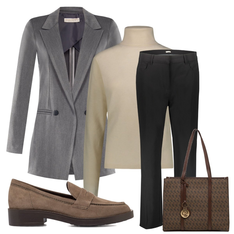 Outfit donna - Total look #1796823. Stile Glamour per Serata fuori. Abbinamento con cappotti, borse a spalla, mocassini, pantaloni, pullovers.